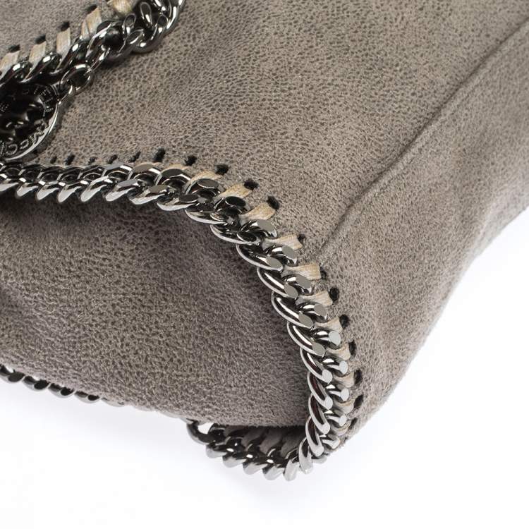 Pre Owned Stella McCartney Grey Faux Leather Falabella Flap Shoulder Bag