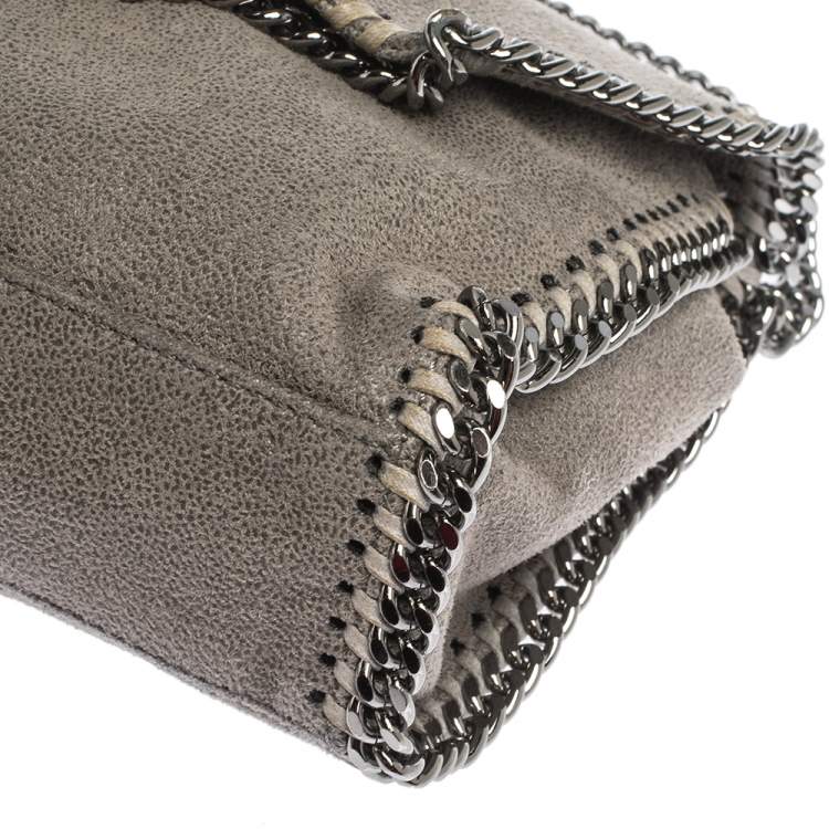 Pre Owned Stella McCartney Grey Faux Leather Falabella Flap Shoulder Bag