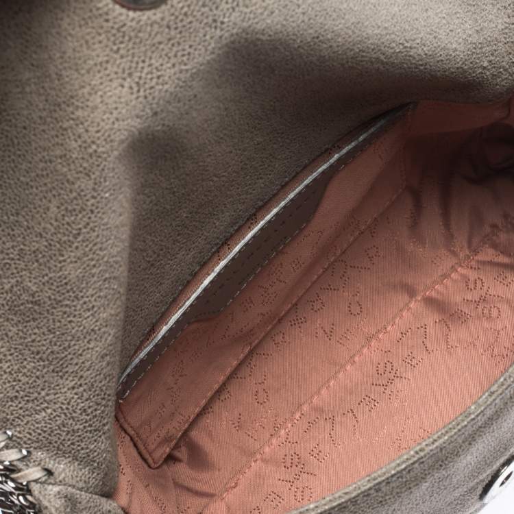Pre Owned Stella McCartney Grey Faux Leather Falabella Flap Shoulder Bag