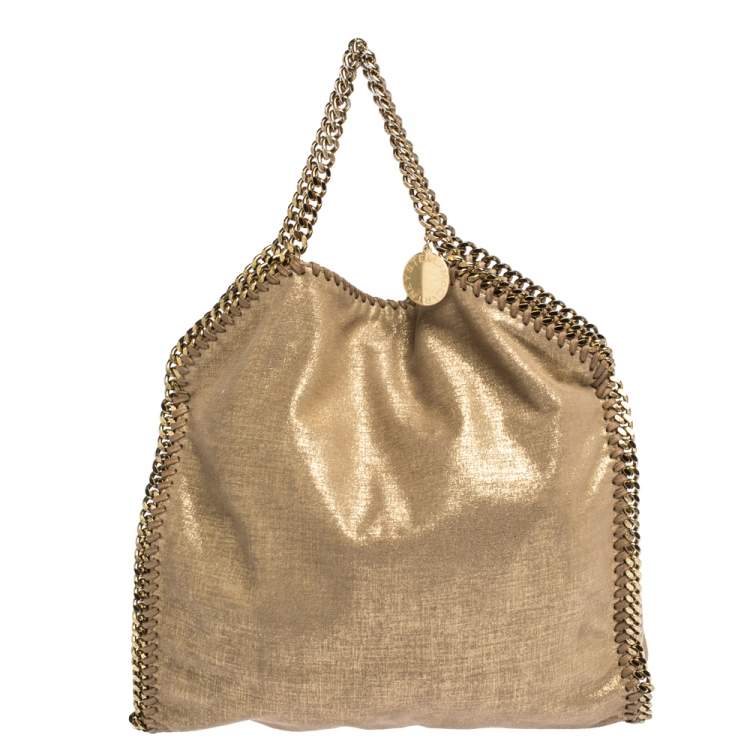 Pre Owned Stella McCartney Gold Faux Leather Small Falabella Tote