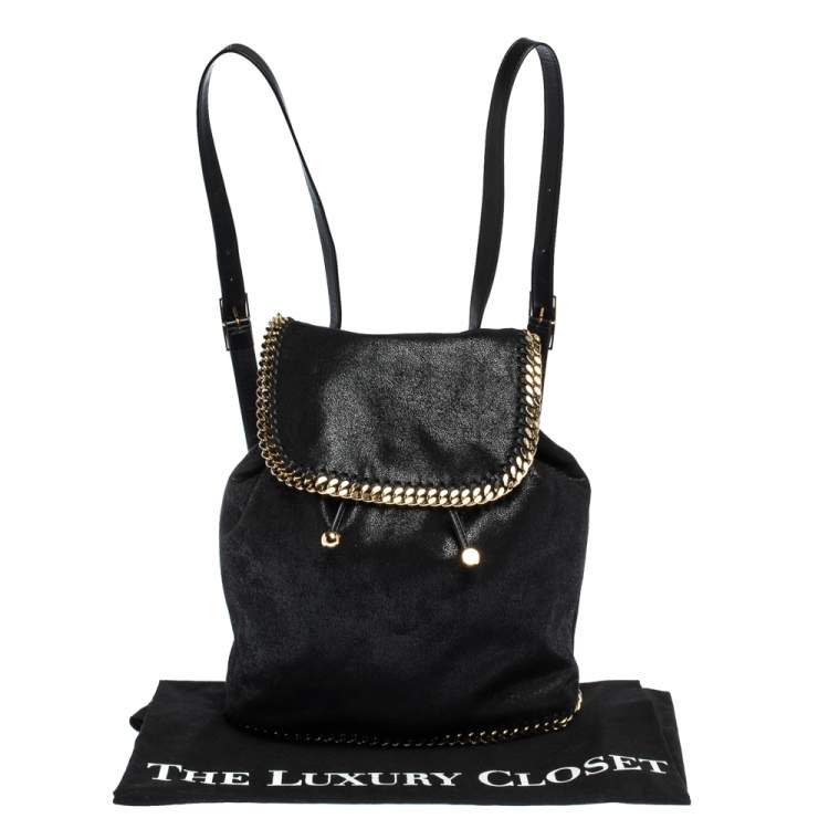 Pre Owned Stella McCartney Black Faux Leather Falabella Backpack