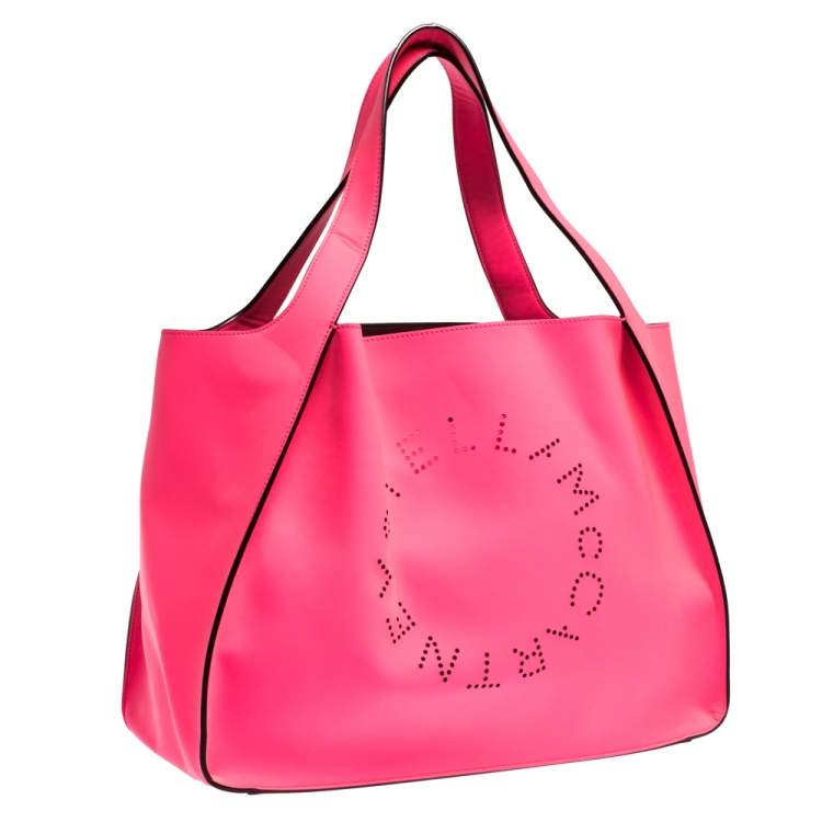 Pre Owned Stella McCartney Neon Pink Faux Leather Logo Tote