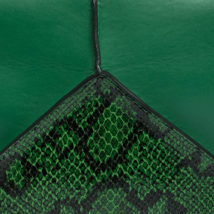 Pre Owned Stella McCartney Green Python Effect and Faux Leather Cavendish Clutch