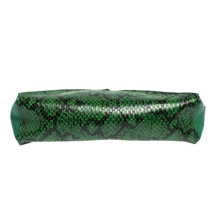 Pre Owned Stella McCartney Green Python Effect and Faux Leather Cavendish Clutch