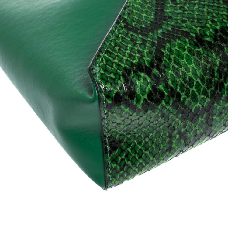 Pre Owned Stella McCartney Green Python Effect and Faux Leather Cavendish Clutch