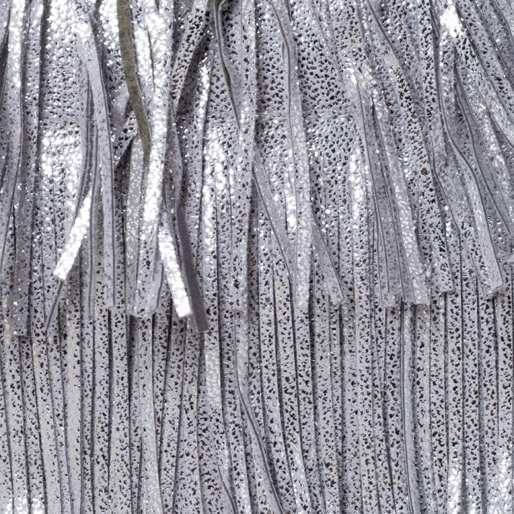 Pre Owned Stella McCartney Silver Faux Leather Falabella Fringed Fold Over Clutch