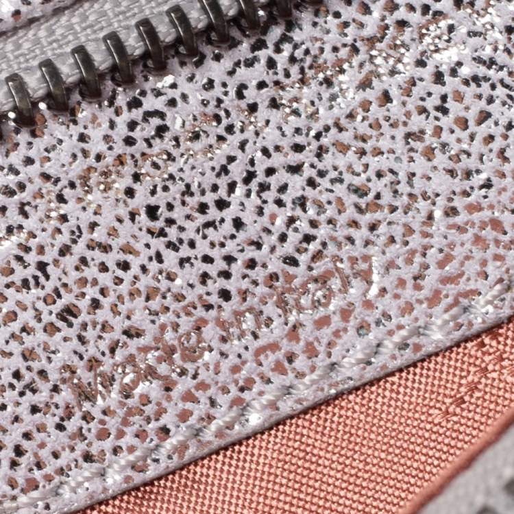 Pre Owned Stella McCartney Silver Faux Leather Falabella Fringed Fold Over Clutch