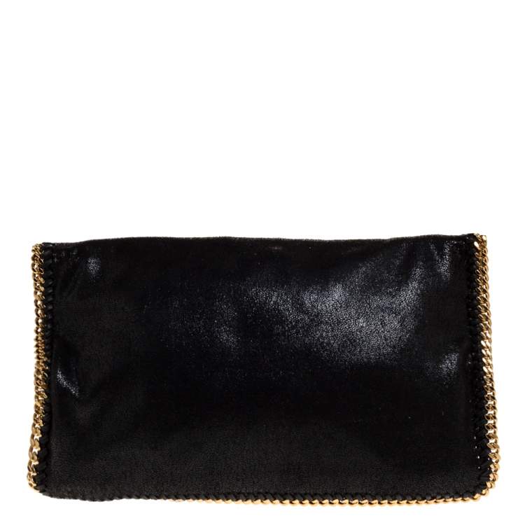 Pre Owned Stella McCartney Black Faux Leather Foldover Clutch