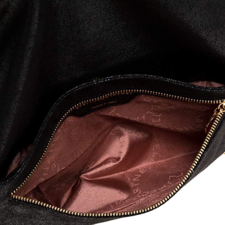 Pre Owned Stella McCartney Black Faux Leather Foldover Clutch