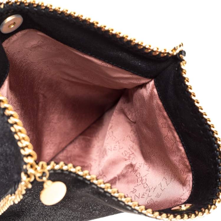 Pre Owned Stella McCartney Black Faux Leather Foldover Clutch