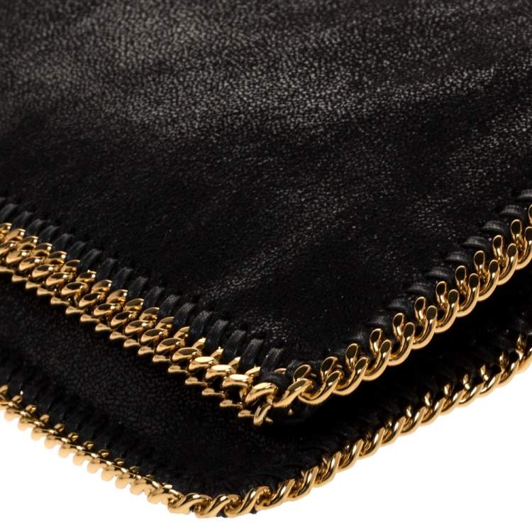 Pre Owned Stella McCartney Black Faux Leather Foldover Clutch