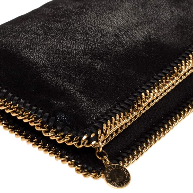 Pre Owned Stella McCartney Black Faux Leather Foldover Clutch