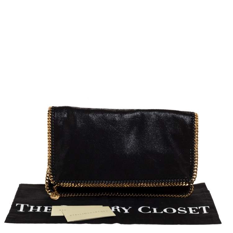 Pre Owned Stella McCartney Black Faux Leather Foldover Clutch