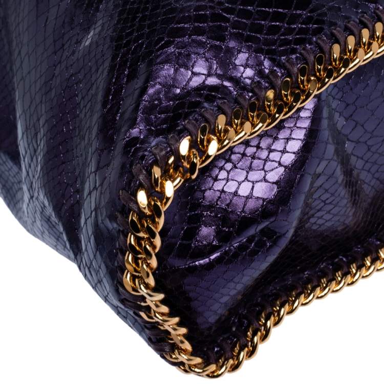 Pre Owned Stella McCartney Metallic Purple Faux Python Leather Large Falabella Tote