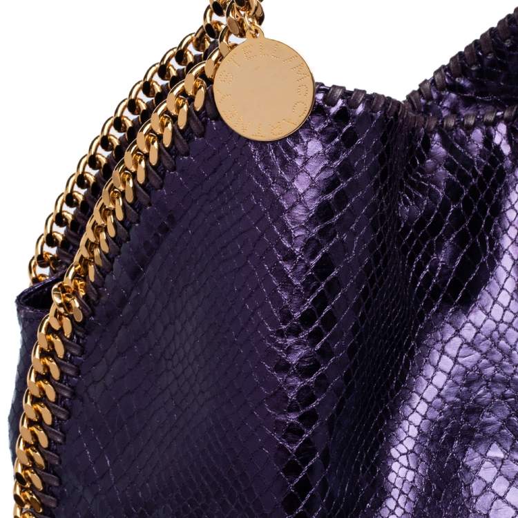 Pre Owned Stella McCartney Metallic Purple Faux Python Leather Large Falabella Tote
