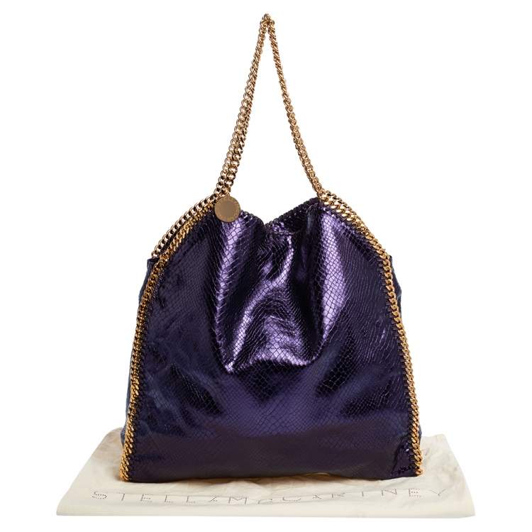 Pre Owned Stella McCartney Metallic Purple Faux Python Leather Large Falabella Tote