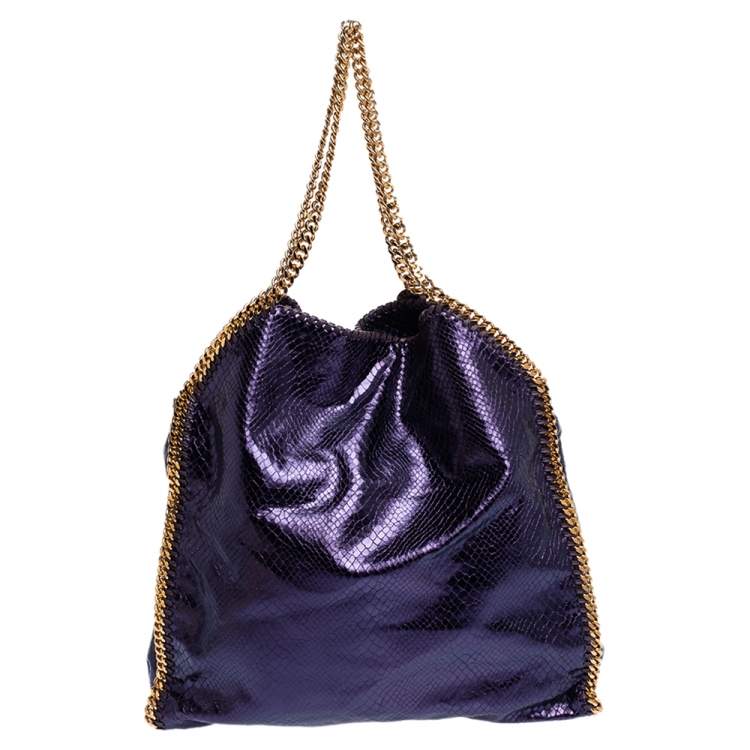 Pre Owned Stella McCartney Metallic Purple Faux Python Leather Large Falabella Tote