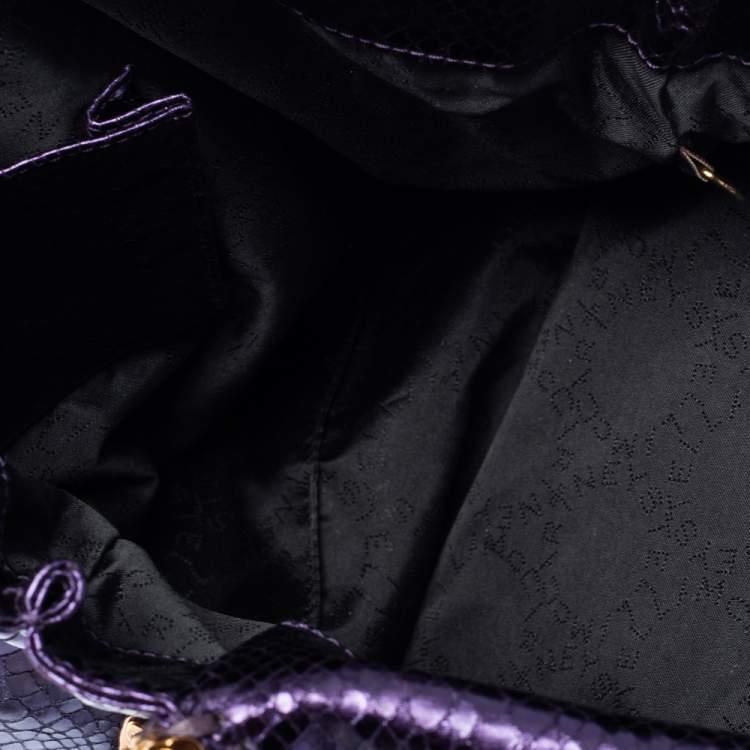 Pre Owned Stella McCartney Metallic Purple Faux Python Leather Large Falabella Tote
