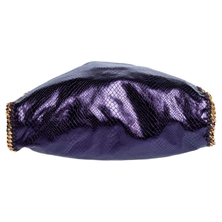 Pre Owned Stella McCartney Metallic Purple Faux Python Leather Large Falabella Tote