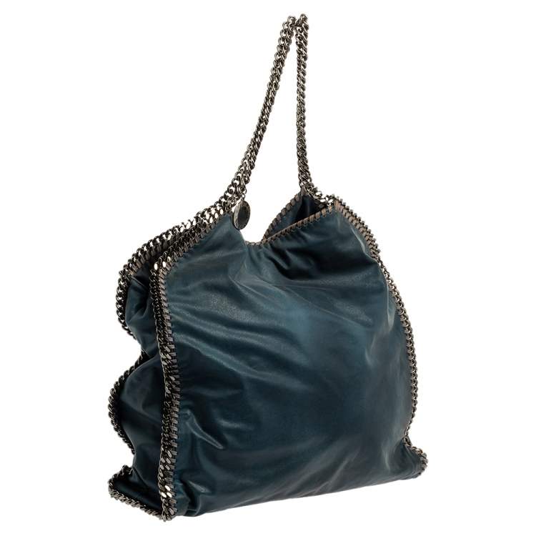 Pre Owned Stella McCartney Blue Faux Leather Large Falabella Tote
