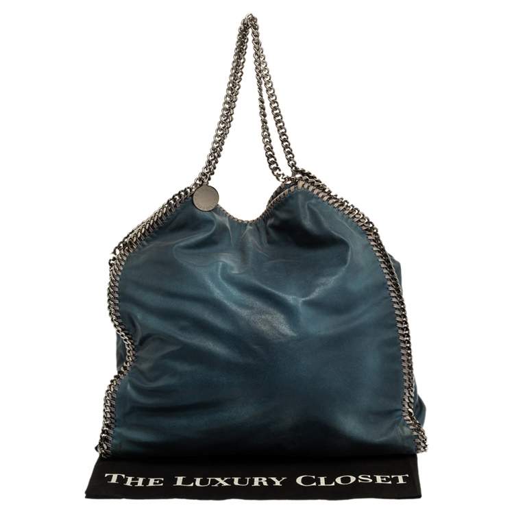 Pre Owned Stella McCartney Blue Faux Leather Large Falabella Tote