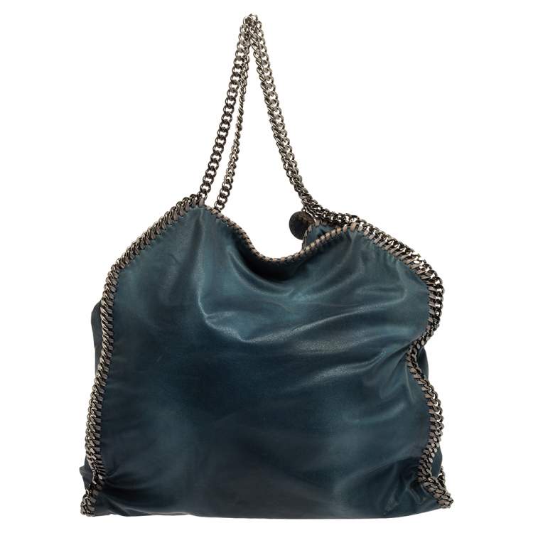 Pre Owned Stella McCartney Blue Faux Leather Large Falabella Tote