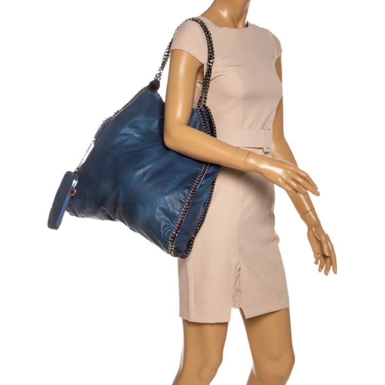 Pre Owned Stella McCartney Blue Faux Leather Large Falabella Tote