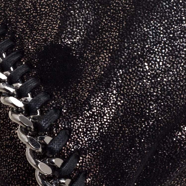 Pre Owned Stella McCartney Metallic Black Faux Leather Small Falabella Tote