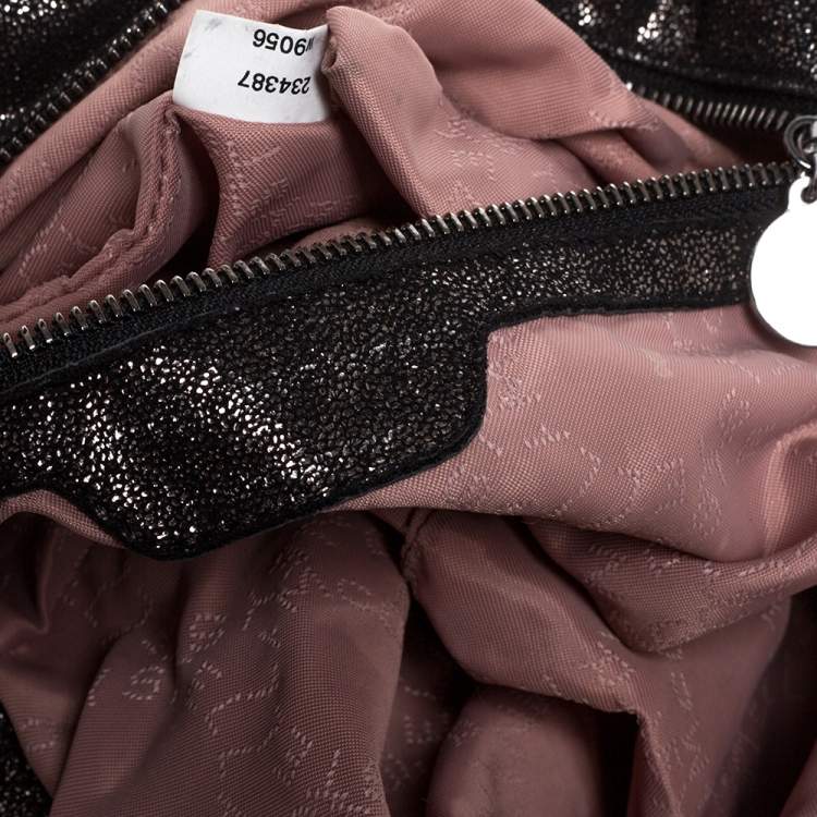 Pre Owned Stella McCartney Metallic Black Faux Leather Small Falabella Tote