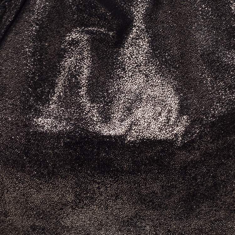 Pre Owned Stella McCartney Metallic Black Faux Leather Small Falabella Tote