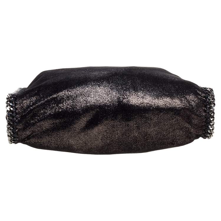 Pre Owned Stella McCartney Metallic Black Faux Leather Small Falabella Tote