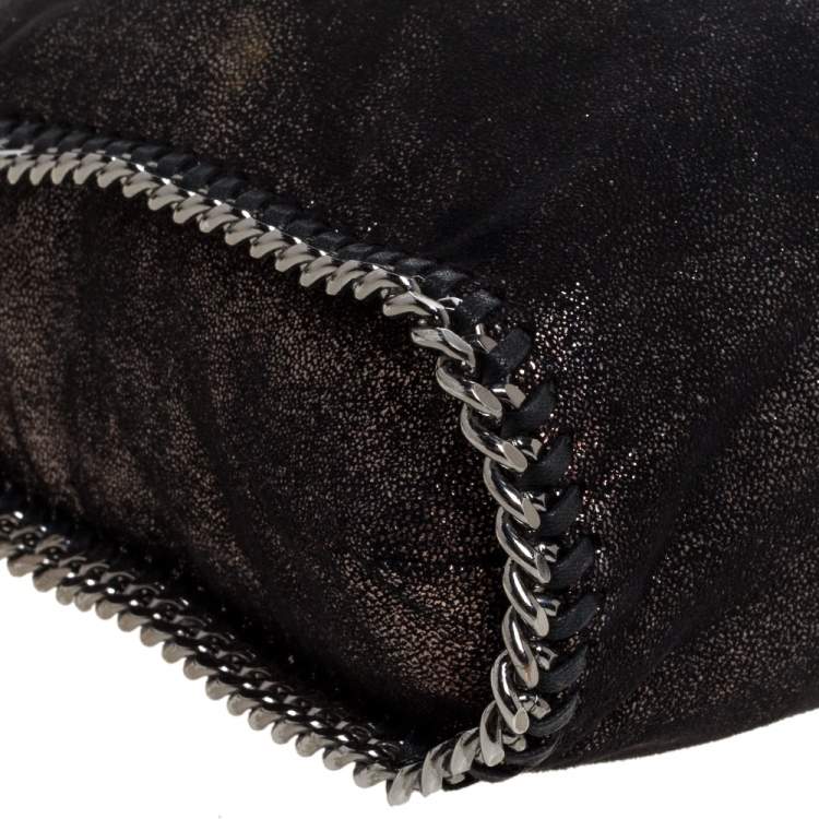 Pre Owned Stella McCartney Metallic Black Faux Leather Small Falabella Tote