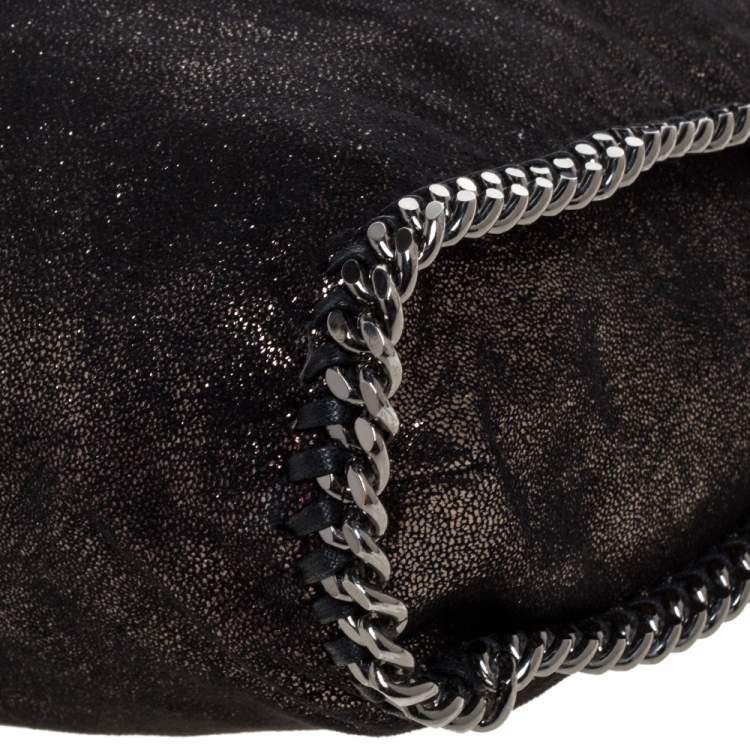 Pre Owned Stella McCartney Metallic Black Faux Leather Small Falabella Tote