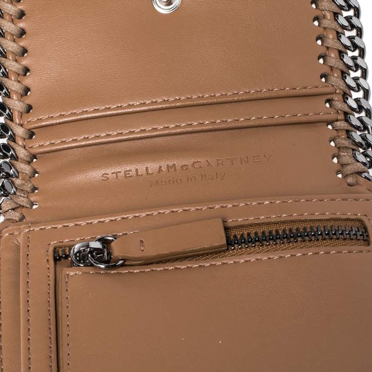 Pre Owned Stella McCartney Gold Python Effect Faux Patent Leather Falabella Wallet
