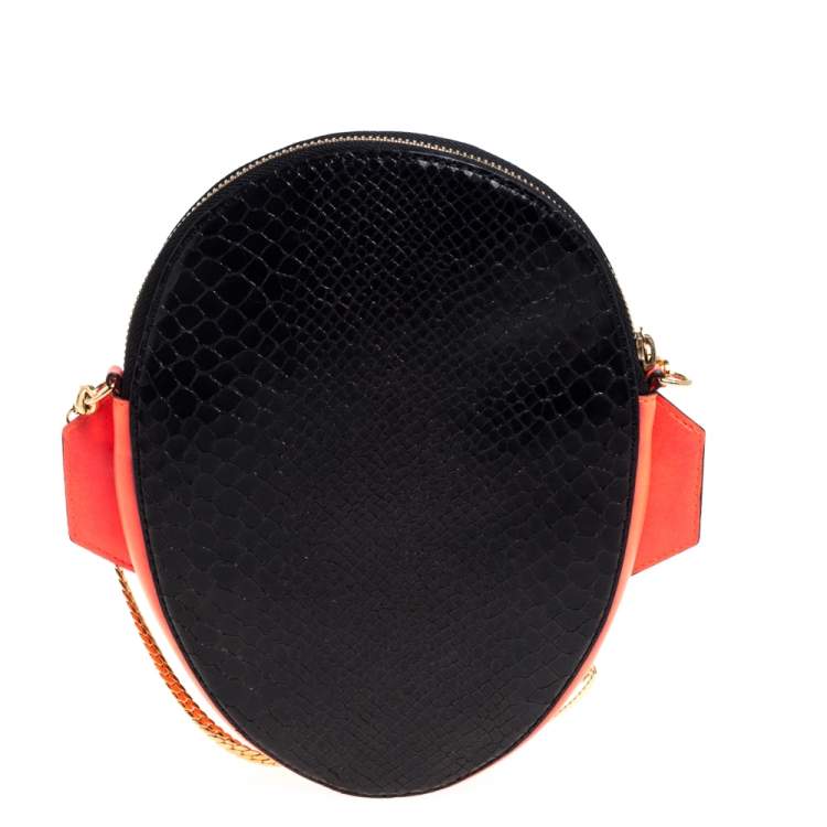 Pre Owned Stella McCartney Multicolor Python Effect Faux Leather Superhero Chain Clutch