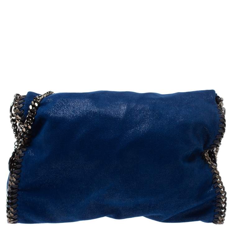 Pre Owned Stella McCartney Blue Faux Leather Large Falabella Flap Shoulder Bag