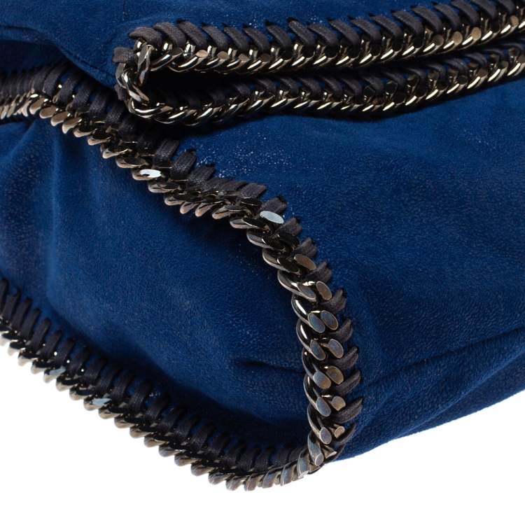 Pre Owned Stella McCartney Blue Faux Leather Large Falabella Flap Shoulder Bag