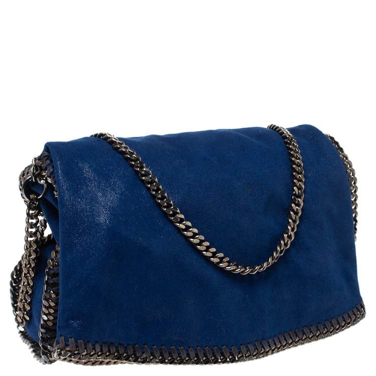Pre Owned Stella McCartney Blue Faux Leather Large Falabella Flap Shoulder Bag