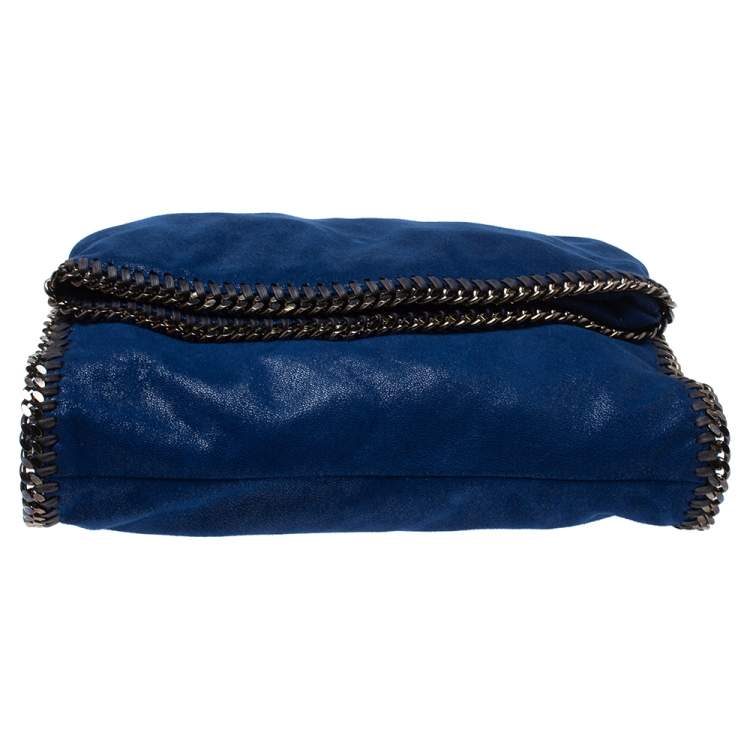 Pre Owned Stella McCartney Blue Faux Leather Large Falabella Flap Shoulder Bag