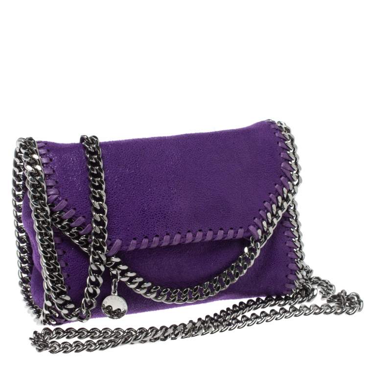 Pre Owned Stella McCartney Purple Faux Leather Mini Falabella Crossbody Bag