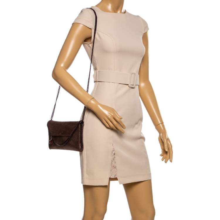 Pre Owned Stella McCartney Metallic Brown Faux Leather Mini Falabella Crossbody Bag