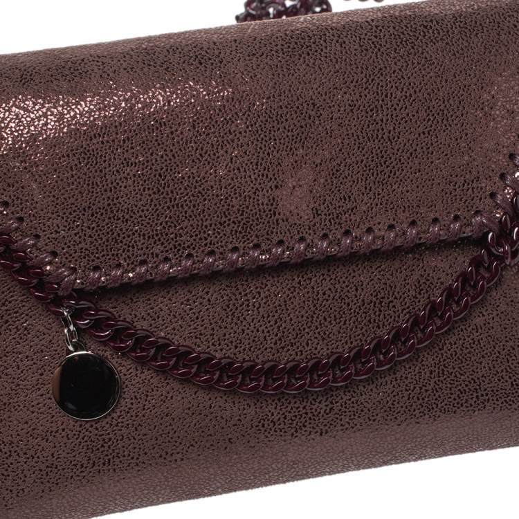 Pre Owned Stella McCartney Metallic Brown Faux Leather Mini Falabella Crossbody Bag