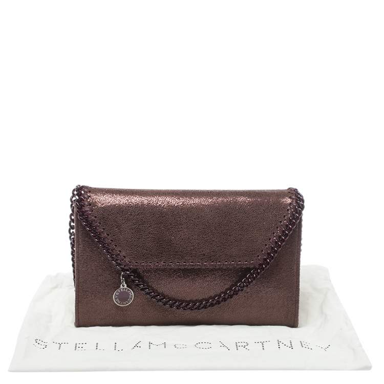 Pre Owned Stella McCartney Metallic Brown Faux Leather Mini Falabella Crossbody Bag