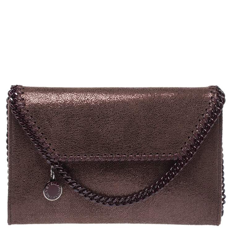Pre Owned Stella McCartney Metallic Brown Faux Leather Mini Falabella Crossbody Bag