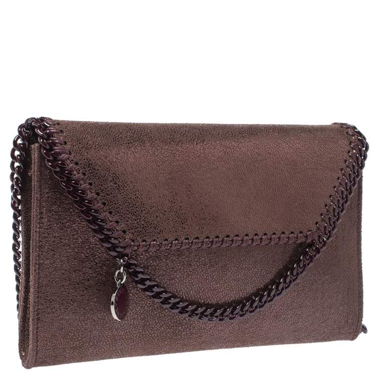 Pre Owned Stella McCartney Metallic Brown Faux Leather Mini Falabella Crossbody Bag
