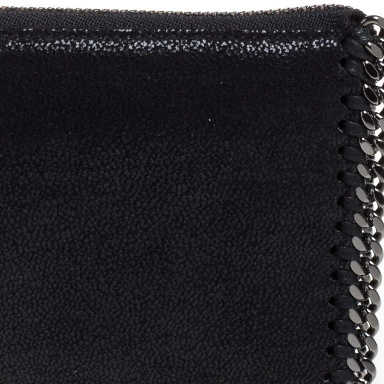 Pre Owned Stella McCartney Black Faux Leather Falabella Zip Wallet