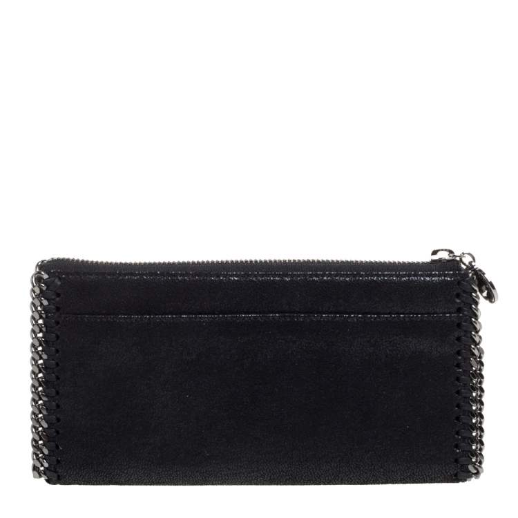 Pre Owned Stella McCartney Black Faux Leather Falabella Zip Wallet