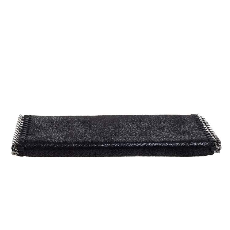 Pre Owned Stella McCartney Black Faux Leather Falabella Zip Wallet