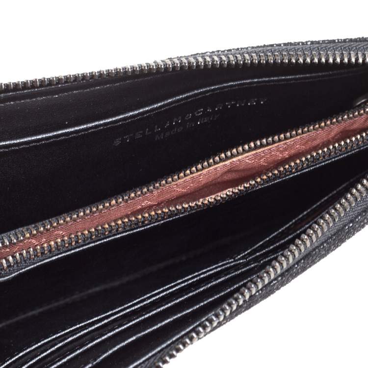 Pre Owned Stella McCartney Black Faux Leather Falabella Zip Wallet