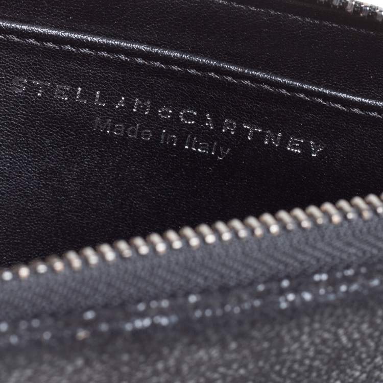 Pre Owned Stella McCartney Black Faux Leather Falabella Zip Wallet